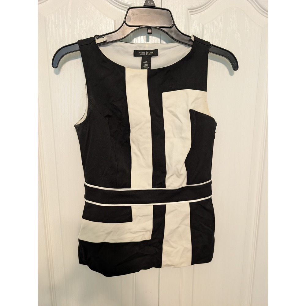 White House Black Market Color Block  Dress Sleeveless Black and White Size 00